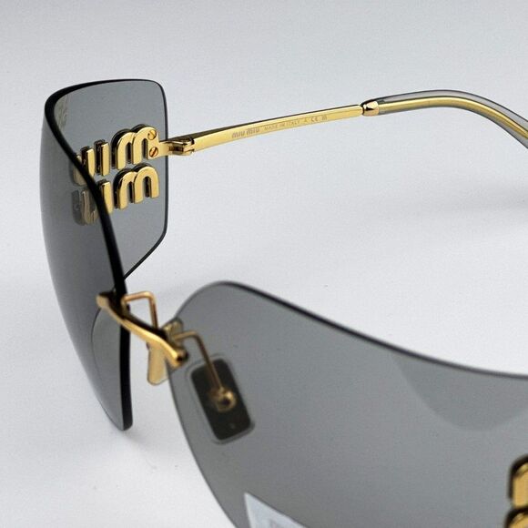NEW Miu Miu MU54YS 5AK30B Gold Light Grey Wraparound Rimless Women Sunglasses main image 14